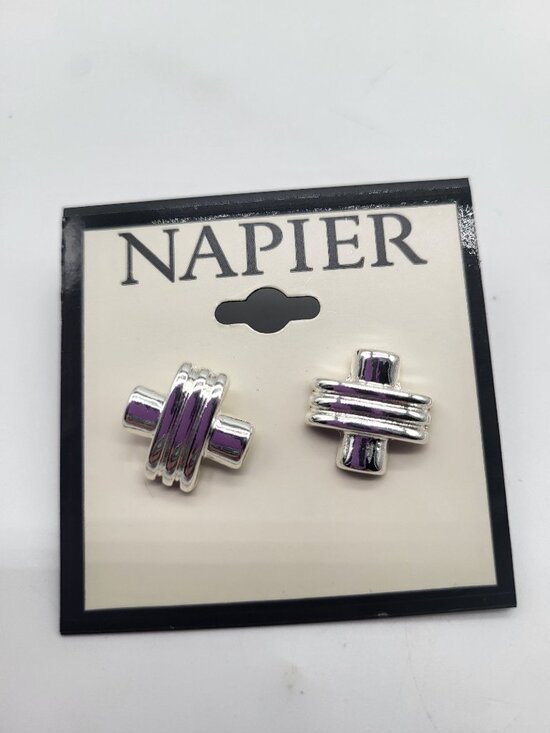 Napier Jewelry - Napier Silver Tone Cross X Stud Earrings Minimal Classic